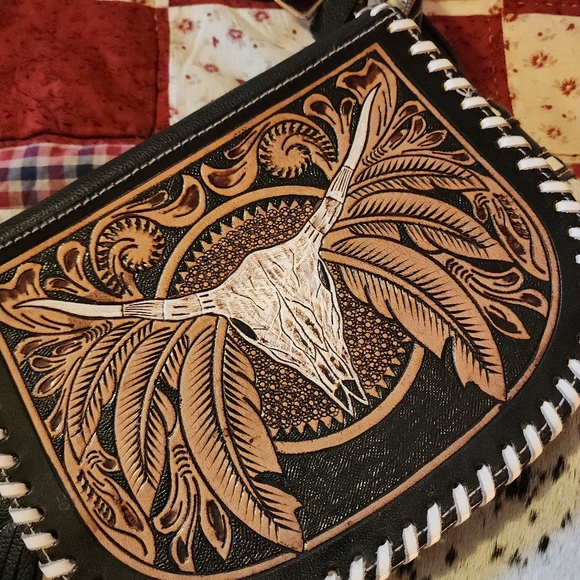 Western Style Black and Brown Crossbody Bag - Picture 3 of 5